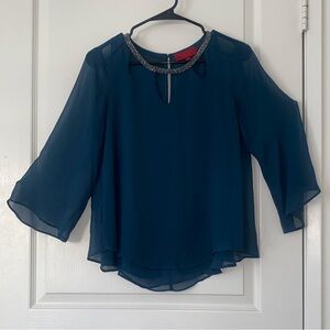 Jennifer Lopez Teal Top with Sparkling Accents